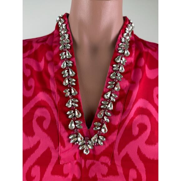 Sheridan French Ruby Azaleas Natalie 100% Poly Silk Pink Blouse Size XS - Picture 4 of 15